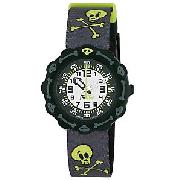 Flik Flak Funny Skulls Boys' Watch, Grey and Green