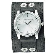 Calvin Klein - Gent's "Renegade" Black Leather Cuff Watch