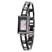Oasis - Gunmetal Bracelet Watch with Butterfly Compact Mirror