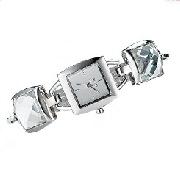 Oasis - Large Faceted Stone Set Watch with Handbag Charm