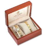 Citizen Ladies Eco Drive Gold Plated Watch and Bracelet Set