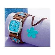 Girls 3 Flower Design 3 Piece Watch Set