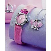 Girls Pink Crown 3 Piece Watch Set