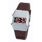 Identity Mens Brown Strap Watch