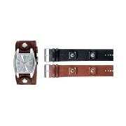 Identity Mens Interchangeable Strap Watch Set