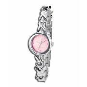 Playboy Ladies Pink Sunray Dial Analogue Bracelet Watch