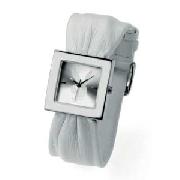 Playboy Ladies White Scarf Strap Watch