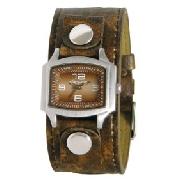 Kahuna Ladies Brown Cuff Watch with Stud Detail