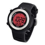 Nike - Men's Black and Red Dial with Black Rubber Strap Watch