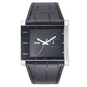 Storm - Men's Black Square Dial with Mock Croc Strap Watch