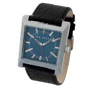 Ted Baker - Men's Blue Square Dial with Black Strap Watch