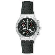 Swatch - Men's Chronograph Black Round Dial Rubber Strap Watch