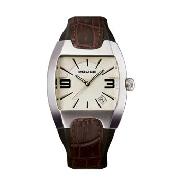 Police - Men's Cream Dial with Brown Leather Strap Watch