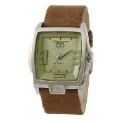 Kahuna - Men's Green Brushed Dial with Brown Strap Watch