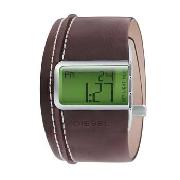 Diesel - Men's Green Dial with Brown Leather Cuff Watch