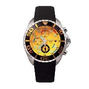 Police - Men's Orange Dial with Black Rubber Strap Watch