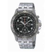 Seiko - Men's Round Black Chronograph Dial Bracelet Watch