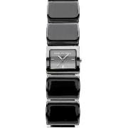 Rocha.John Rocha - Women's Black Enamel Link Bracelet Strap Watch