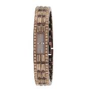 DKNY - Women's Brown Square Dial with Crystal Link Bracelet Watch