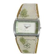 Kahuna - Women's Rectangular Dial with Floral Strap Watch