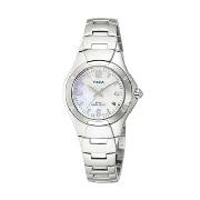 Pulsar - Women's Round White Dial with Curved Bracelet Watch