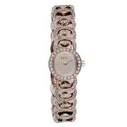 D&G Time - Women's Silver Coloured Diamante Circle Linked Bracelet Watch