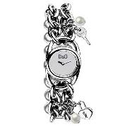 D&G Time - Women's Silver Coloured Padlock and Key Bracelet Watch
