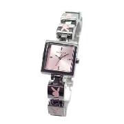 Playboy - Women's Square Pink Dial Bracelet Strap Watch