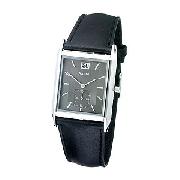 Accurist Men's Black Leather Strap Watch