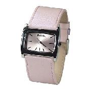 Bench Ladies' Rectangular Pink Dial Leather Strap Watch