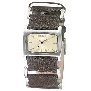 Bench Ladies' Yellow Dial and Brown Leather Strap Watch