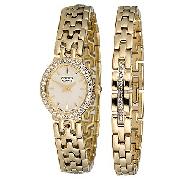 Citizen Ladies' Gold-Plated Stone-Set Bracelet Watch Set