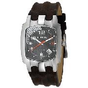 Diesel Men's Dark Brown Leather Strap Watch