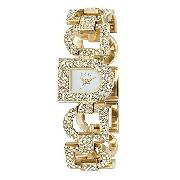 DKNY Ladies' Gold-Plated Stone-Set Bracelet Watch.