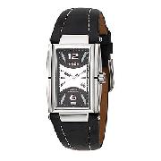 Ellesse Men's Rectangular Case Black Leather Strap Watch