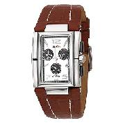 Ellesse Men's Rectangular Case Brown Leather Strap Watch