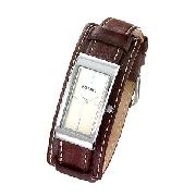 Fossil Ladies' Brown Leather Cuff Watch