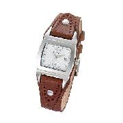 Fossil Ladies' Tan Leather Cuff Watch