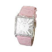 Guess Ladies' Baby Pink Leather Strap Watch