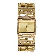 Guess Ladies' Gold-Plated Logo Bracelet Watch