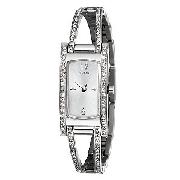 Guess Ladies' Semi-Bangle Crystal-Set Watch