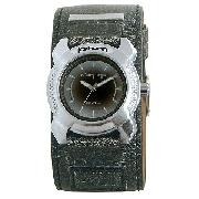 Kahuna Boy's Black Leather Cuff Watch