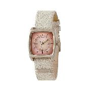 Kahuna Ladies' Pink Dial White Leather Strap Watch