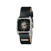 Kahuna Ladies' Square Dial Black Leather Strap Watch