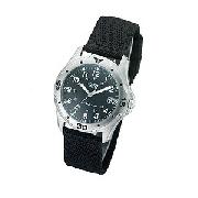 Lorus Men's Black Dial Material Strap Watch