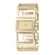 Morgan Ladies' Champagne Dial Gold-Plated Semi-Bangle Watch