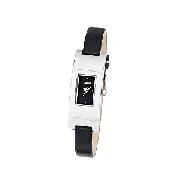 Morgan Ladies' Rectangular Dial Black Strap Watch