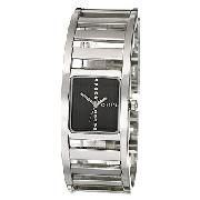 Morgan Ladies' Stone-Set Grey Dial Semi-Bangle Watch