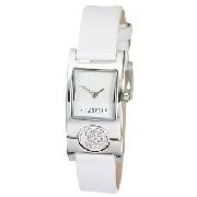 Morgan Ladies' Stone-Set Heart Leather Strap Watch