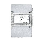 Morgan Ladies' Wide White Leather Strap Watch